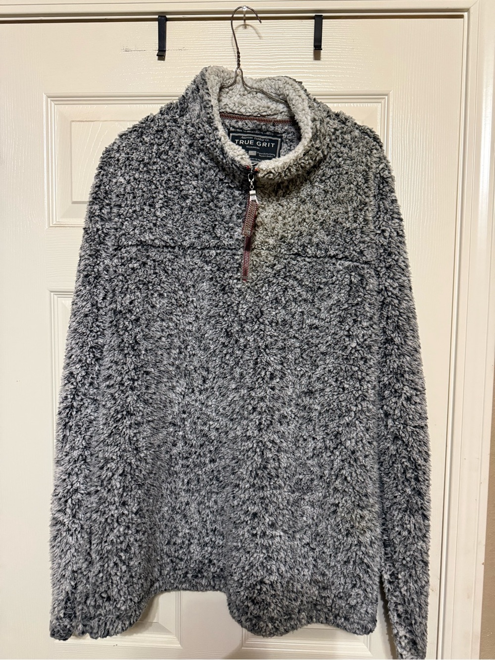 True Grit Men's Gray Sherpa Zip-Up Pullover